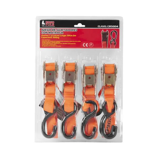 JGO DE 4 SUJETACARGAS 1"X3M CON MATRACA - Dogotuls - detalle