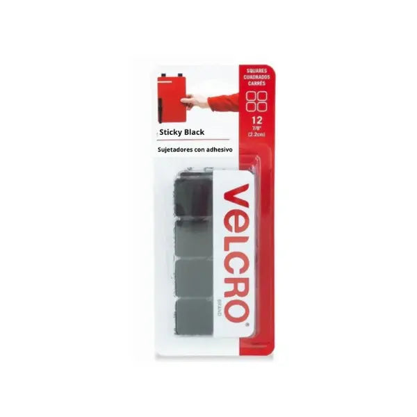 12 Cintas Adhesivas VELCRO® Sujetadores Cuadros organizador Adherible Negro - Velcro - vista lateral
