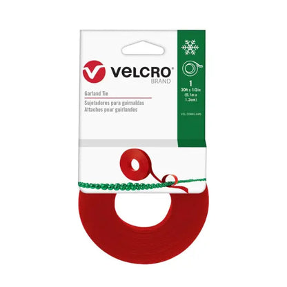 Sujetador para Guirnaldas, rollo de 9.1m x 1.3cm, color Rojo - Velcro - vista lateral