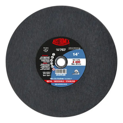 2 pzs Disco abrasivo Austromex tipo 41 grano 30 de 350 x 2.5 x 25.4 mm Metal/Inox - Austrodiam - vista lateral