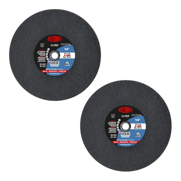 2 pzs Disco abrasivo Austromex tipo 41 grano 30 de 350 x 2.5 x 25.4 mm Metal/Inox - Austrodiam