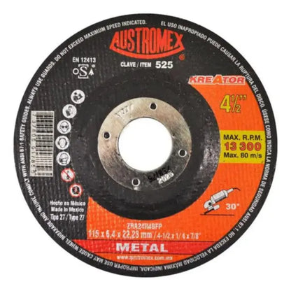 10 Disco abrasivo para desbaste 115 x 6.4 x 22.23 mm AUSTROMEX - Austrodiam
