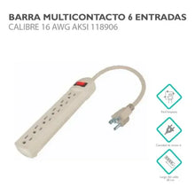 Barra multicontacto 6 entradas cable 20cm 16AWG Aksi - Aksi - vista lateral