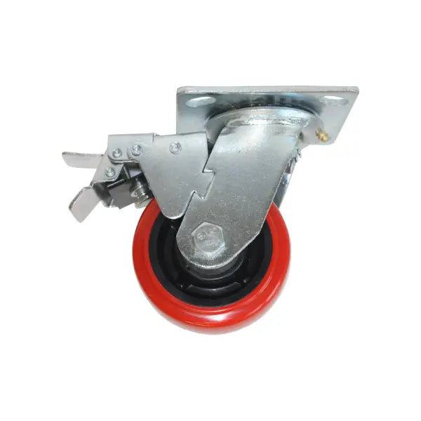 Rodaja PP Negro y PU Rojo 6" Dogotuls Giratoria con Freno - Dogotuls