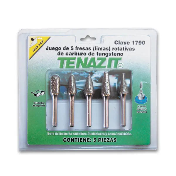 5 piezas Juego de limas Tenazit tipo L.R. Rotativas Blister - Austrodiam