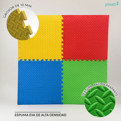 Plash Foamy Mats Set 60x60x1cm (Red, Green, Yellow, Blue) (4 Pieces) - Plash - empaque