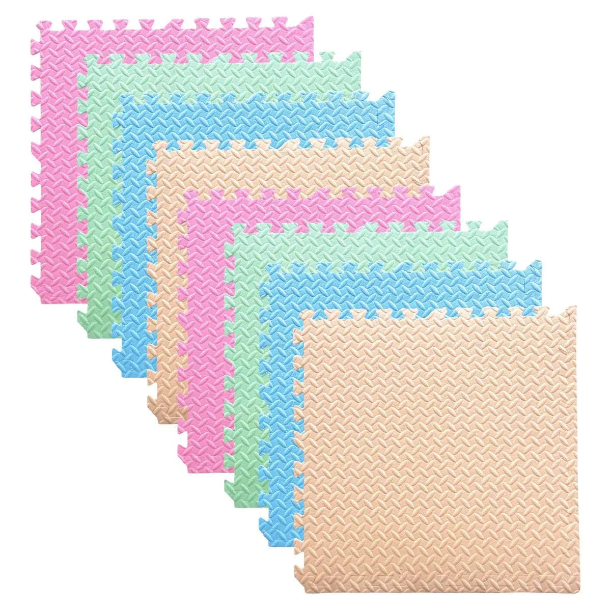 Set 8 pzs Tapetes de Foamy 60x60x1cm (Azul pastel, Rosa, Verde pastel, Blanco) - Coveme