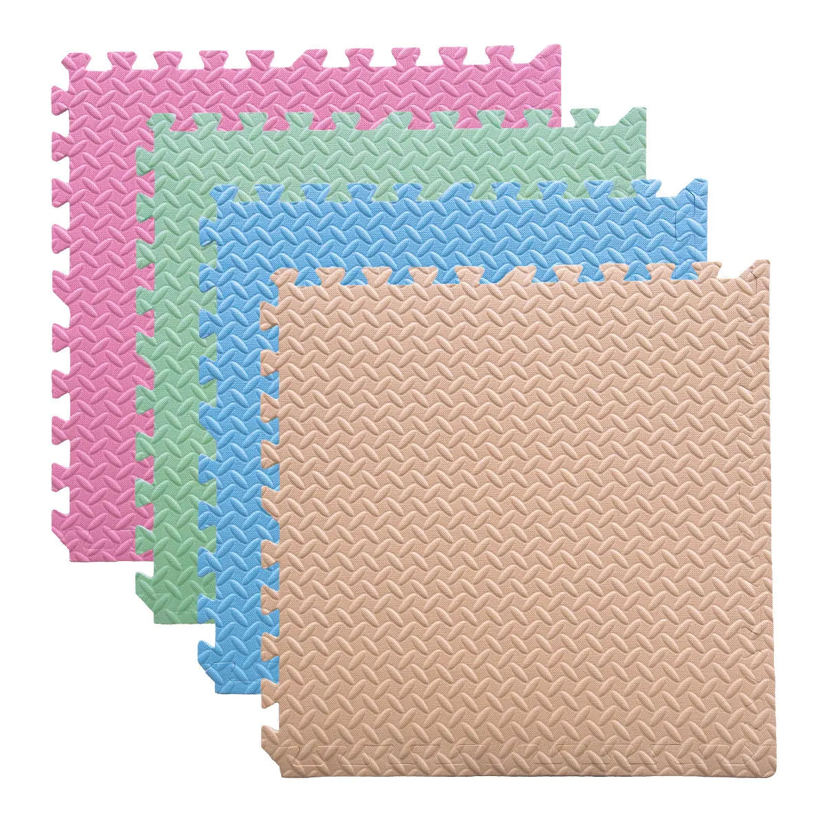 Set 4 Tapetes De Foamy Azul Rosa Verde Pastel Blanco - Coveme - vista lateral