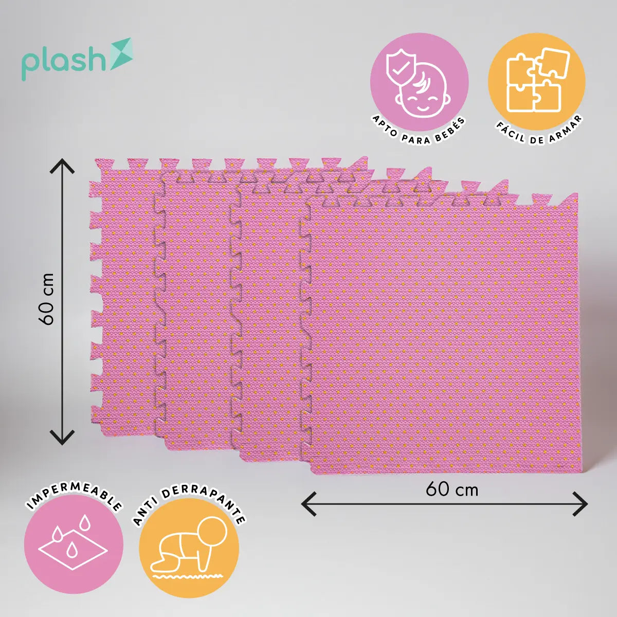 Set 4 Tapetes De Foamy Bolitas Rosa - PLASH