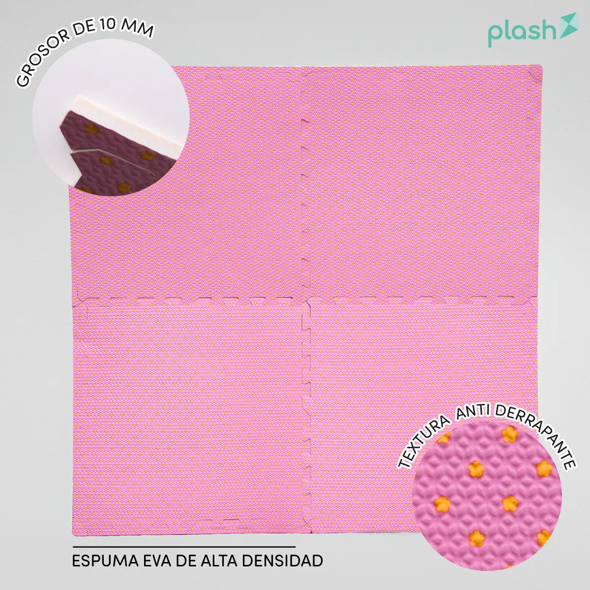 Set 4 Tapetes De Foamy Bolitas Rosa - PLASH - vista trasera