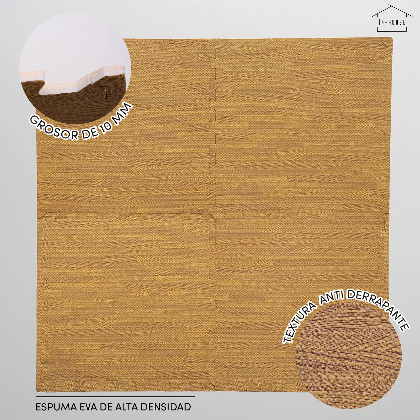 Set 4 Tapetes De Foamy Madera Clara - Coveme - vista trasera