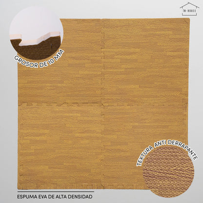 Set 4 Tapetes De Foamy Madera Clara - Coveme - vista trasera
