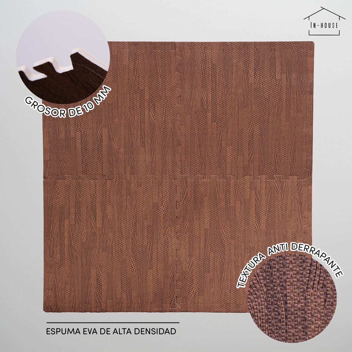 Set 4 Tapetes De Foamy Madera Nogal - Coveme - detalle