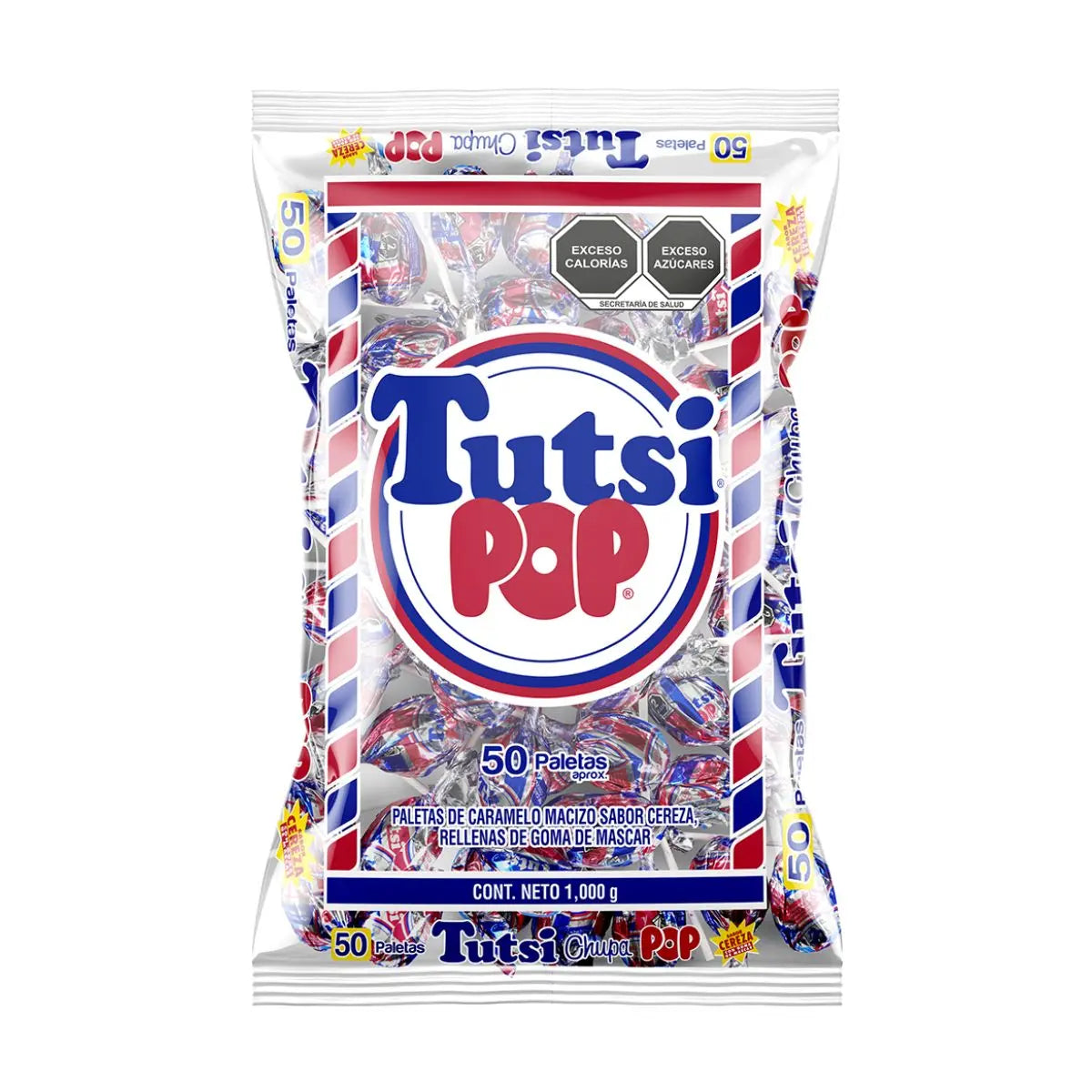 50 Paletas Sabor Cereza Tutsi Pop Caramelo Macizo 20gr C/u - Tutsi