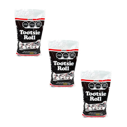 Pack 3 Bolsa Chicloso Tootsie Roll Sabor Chocolate 200pz C/u - Tutsi - vista lateral