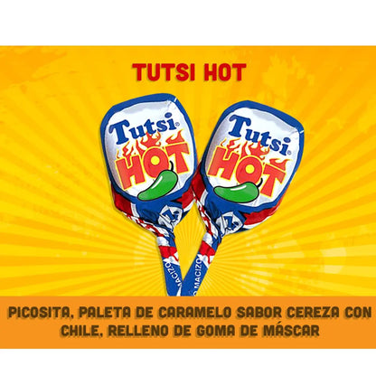 24 Paletas Sabor Cereza Picante Tutsi Hot Snack Caramelo - Tutsi - vista lateral