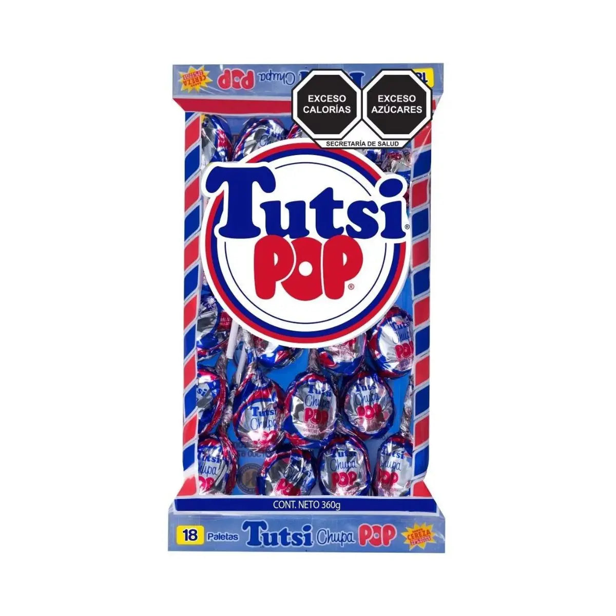 18 Paletas Chupa Pop Sabor Cereza Tutsi 20gr C/u Caramelo - Tutsi - vista lateral