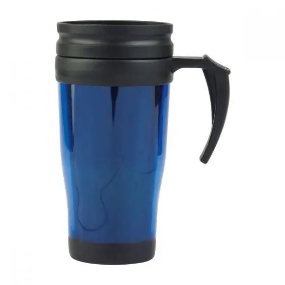 Termo Portatil Valvula Seguridad Calor Frio Cafe Te 400ml Azul - Promopción - vista lateral