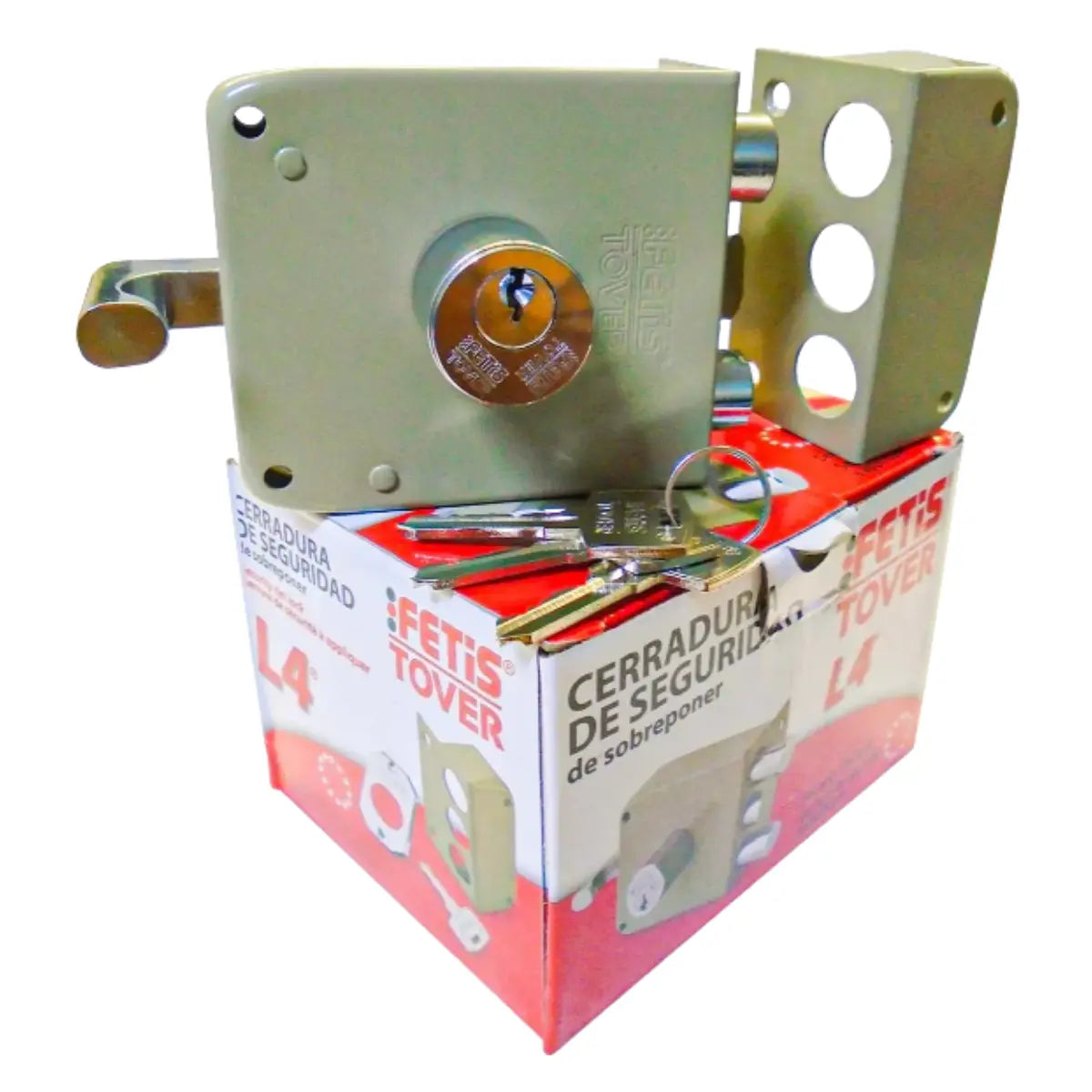 Cerradura Sobreponer L-4PR Resv. Inv. Pintada Tover - Tover