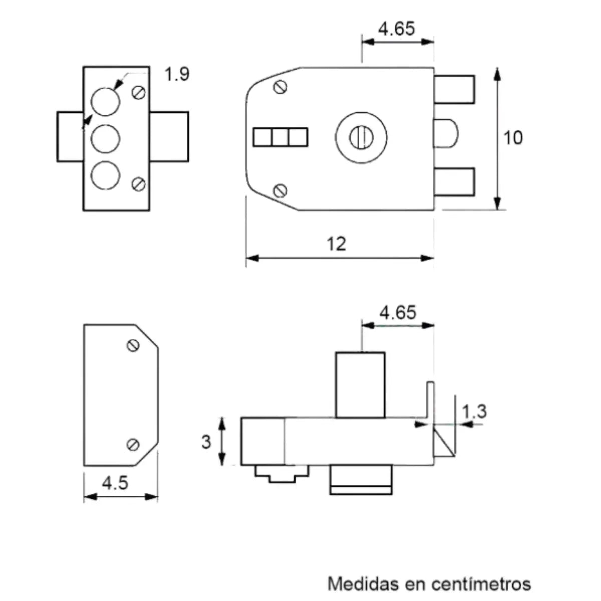 Cerradura Sobreponer Pintada S10-EP Tover - Tover - detalle