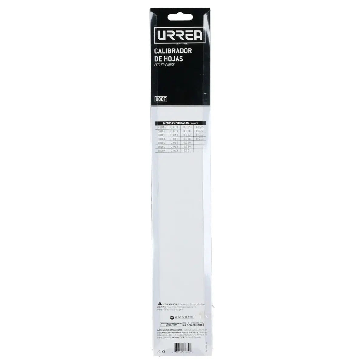Calibrador Extralargo 000F Urrea 25 Hojas - Lock - detalle