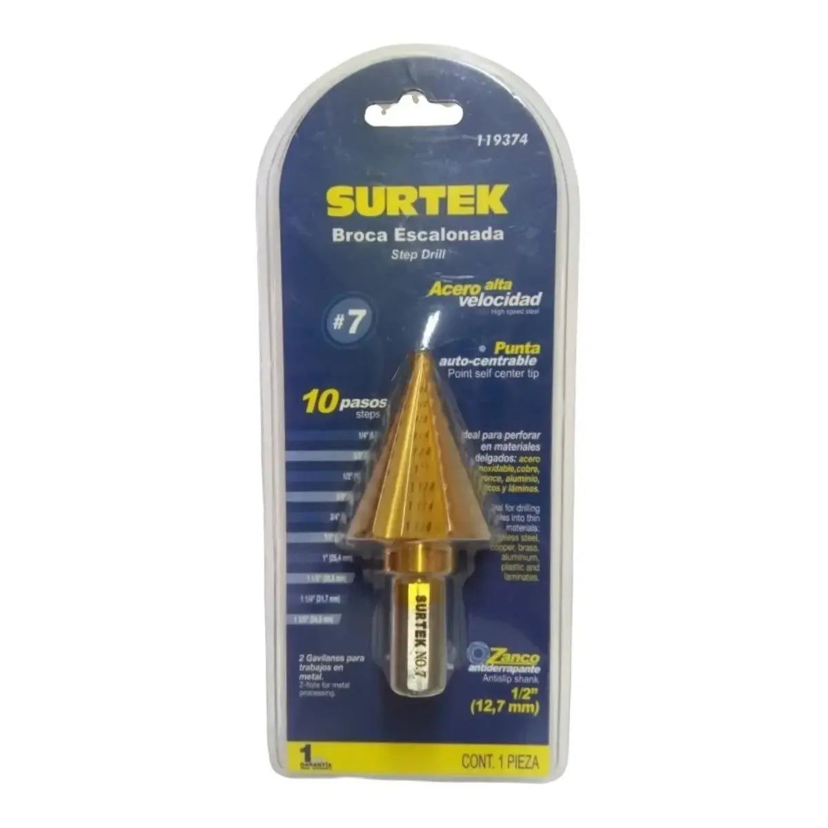 Broca Escalonada No.7 1/4-1 3/8 pulgadas Surtek - Lock
