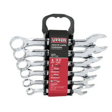 Juego de llaves combinadas cortas pulido espejo en pulgadas, 12 puntas, 6 pz en rack - Lock