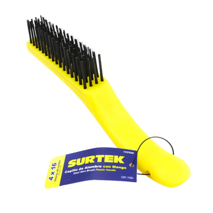 Cepillo Alambre Acero Al Alto Carbón 4x16 Filas de Pinceles Mango Surtek - Lock