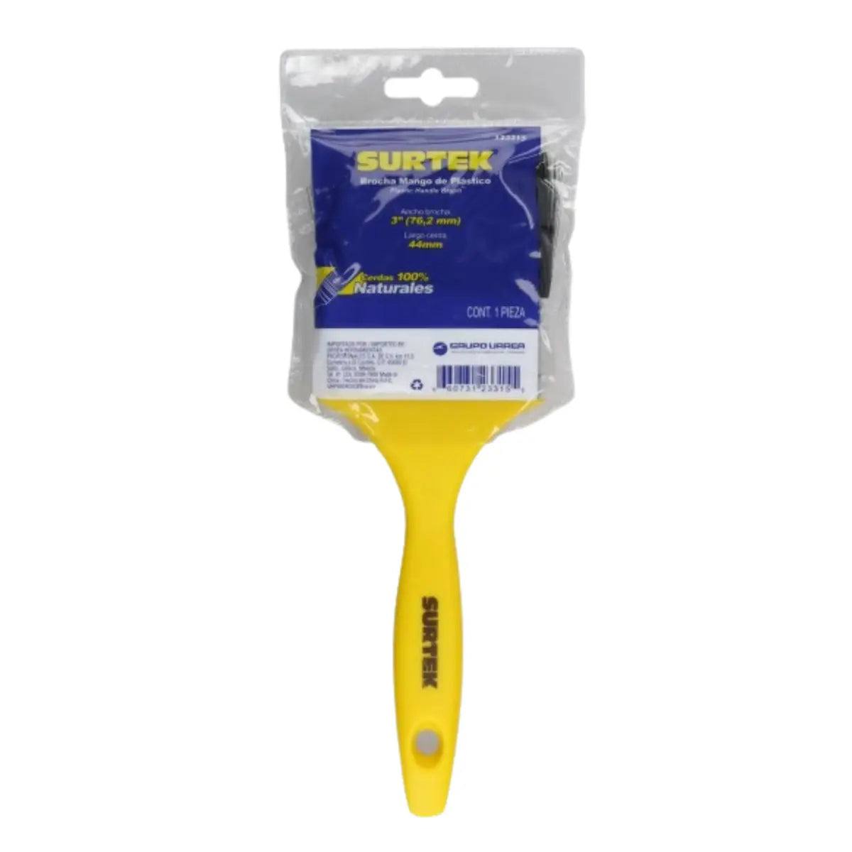 Brocha de Cerdas Naturales Mango Plástico 3" Surtek - Lock