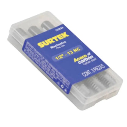 Juego de 3 Machuelos de Acero al Carbón 3/8"- 16NC Surtek - Lock