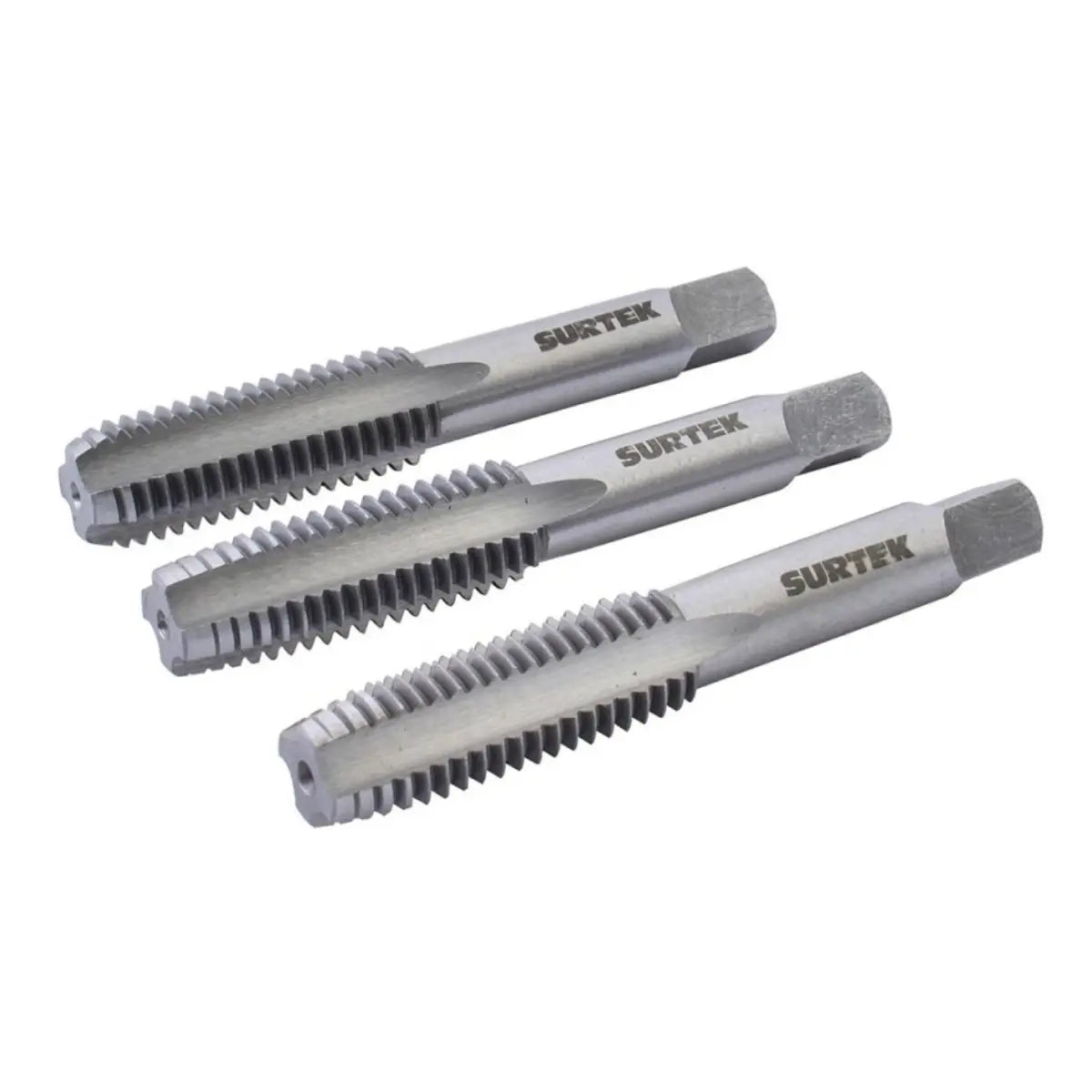Juego de 3 Machuelos de Acero al Carbón 3/8"- 16NC Surtek - Lock - vista lateral
