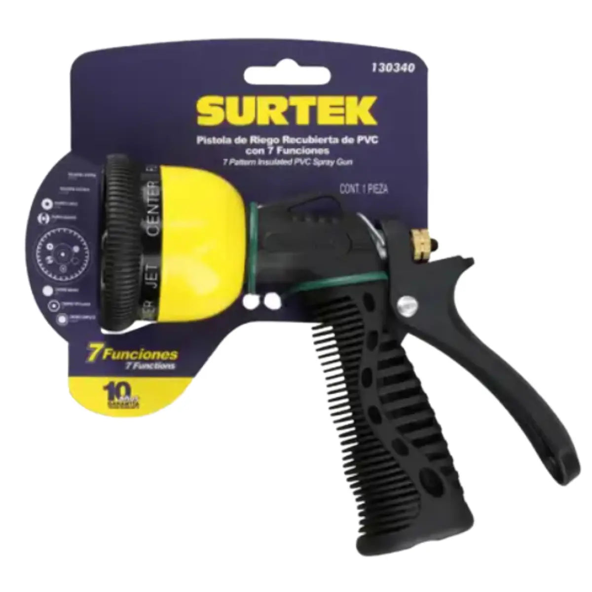 Pistola  Surtek  para riego con recubrimiento de PVC con 7 funciones 3/4 GHT Surtek - Lock - empaque