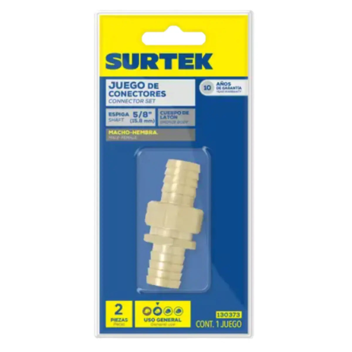 Conector para manguera de riego de latón 5/8 macho-hembra - Lock - vista lateral