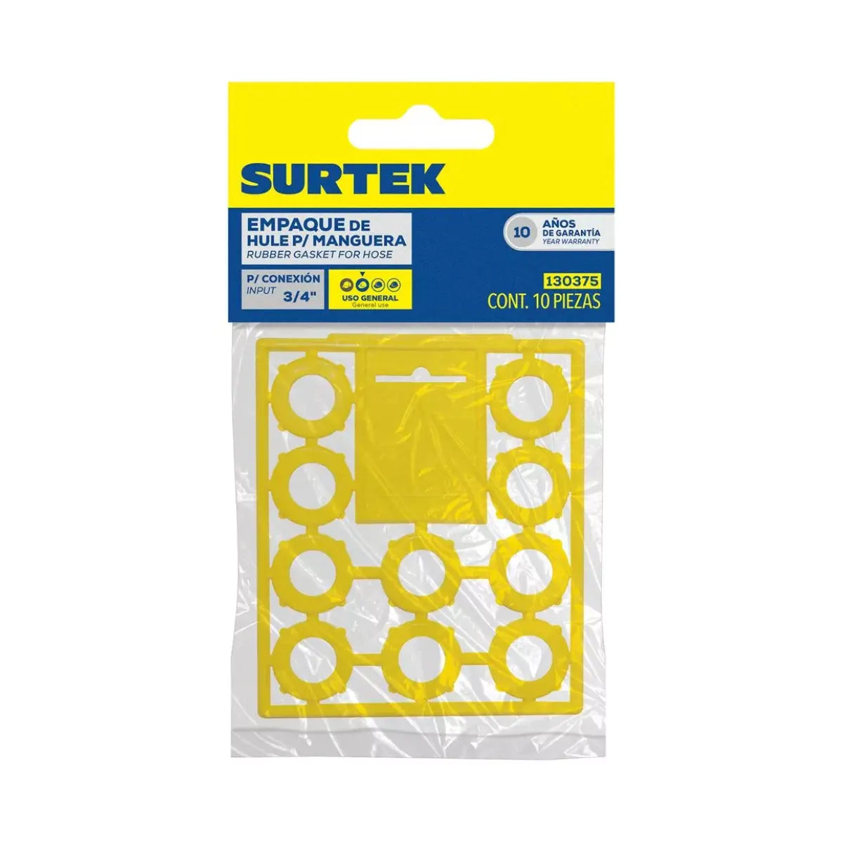 Juego de 10 Empaques de Hule para Conector para Manguera de Riego Surtek - Lock - vista lateral