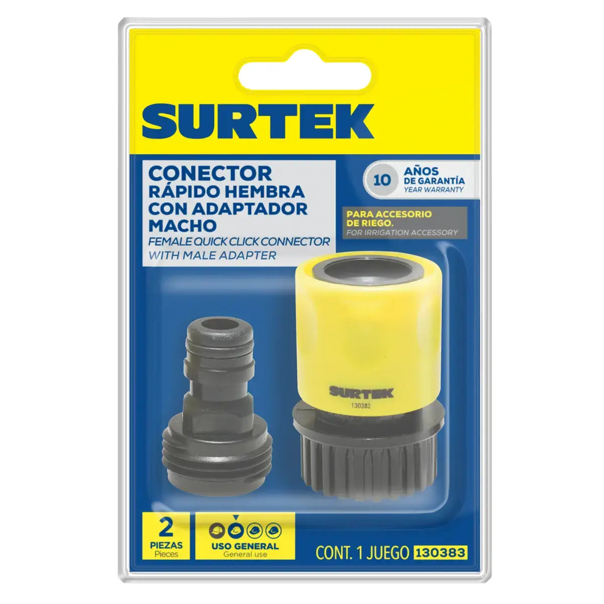 2pz Juego Conectores p/Manguera 130383 Surtek d/Riego - Lock - vista lateral