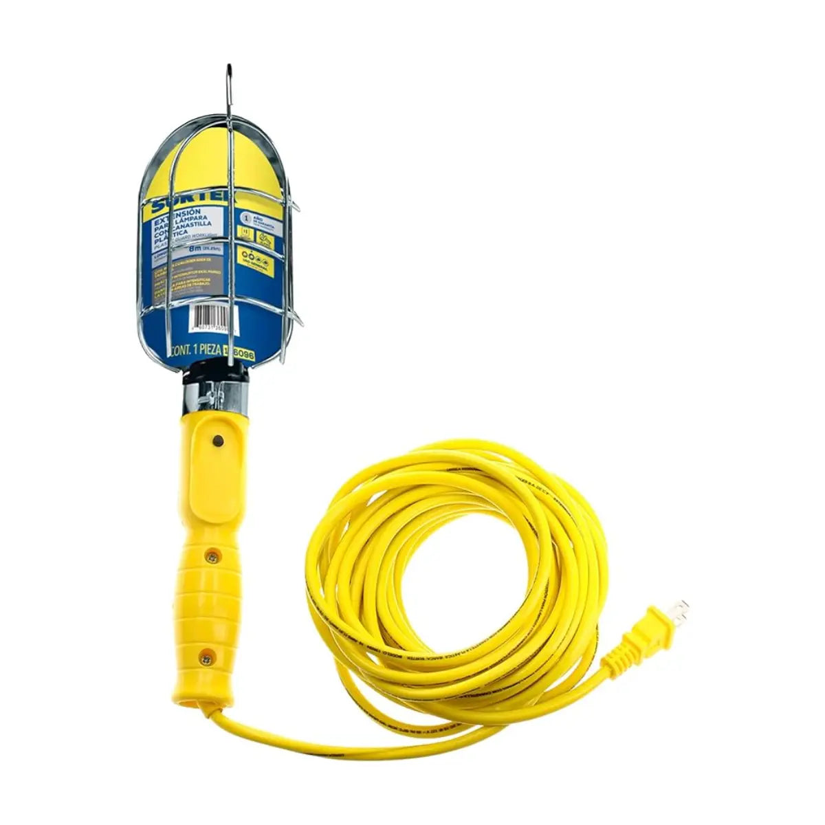 Lámpara de Taller con Canastilla Metalica Amarilla 8 m Surtek - Lock - vista lateral