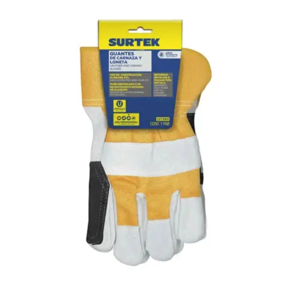 Guantes c/ Carnaza Loneta Surtek Reforzados Unitalla - Lock
