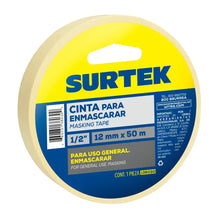 Cinta Masking Tape para Enmascarar 1/2" x 50 m Surtek - Lock - vista lateral