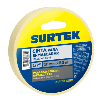 Cinta Masking Tape para Enmascarar 1/2" x 50 m Surtek - Lock - vista lateral