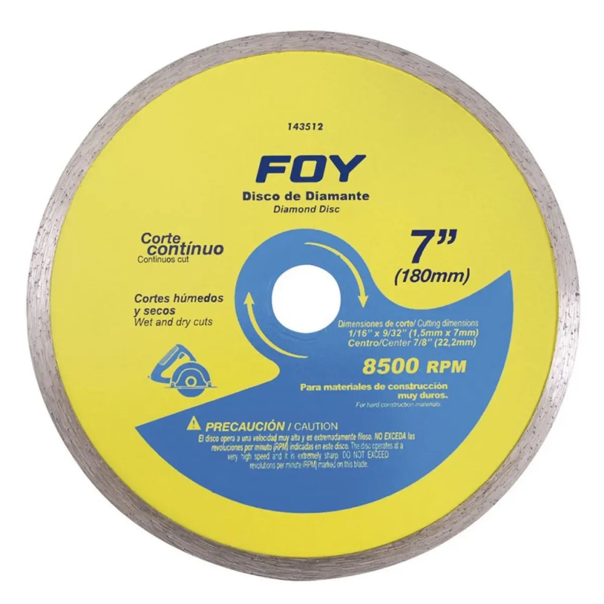 Disco Diamante Corte Continuo 7 pulgadas Foy - Lock