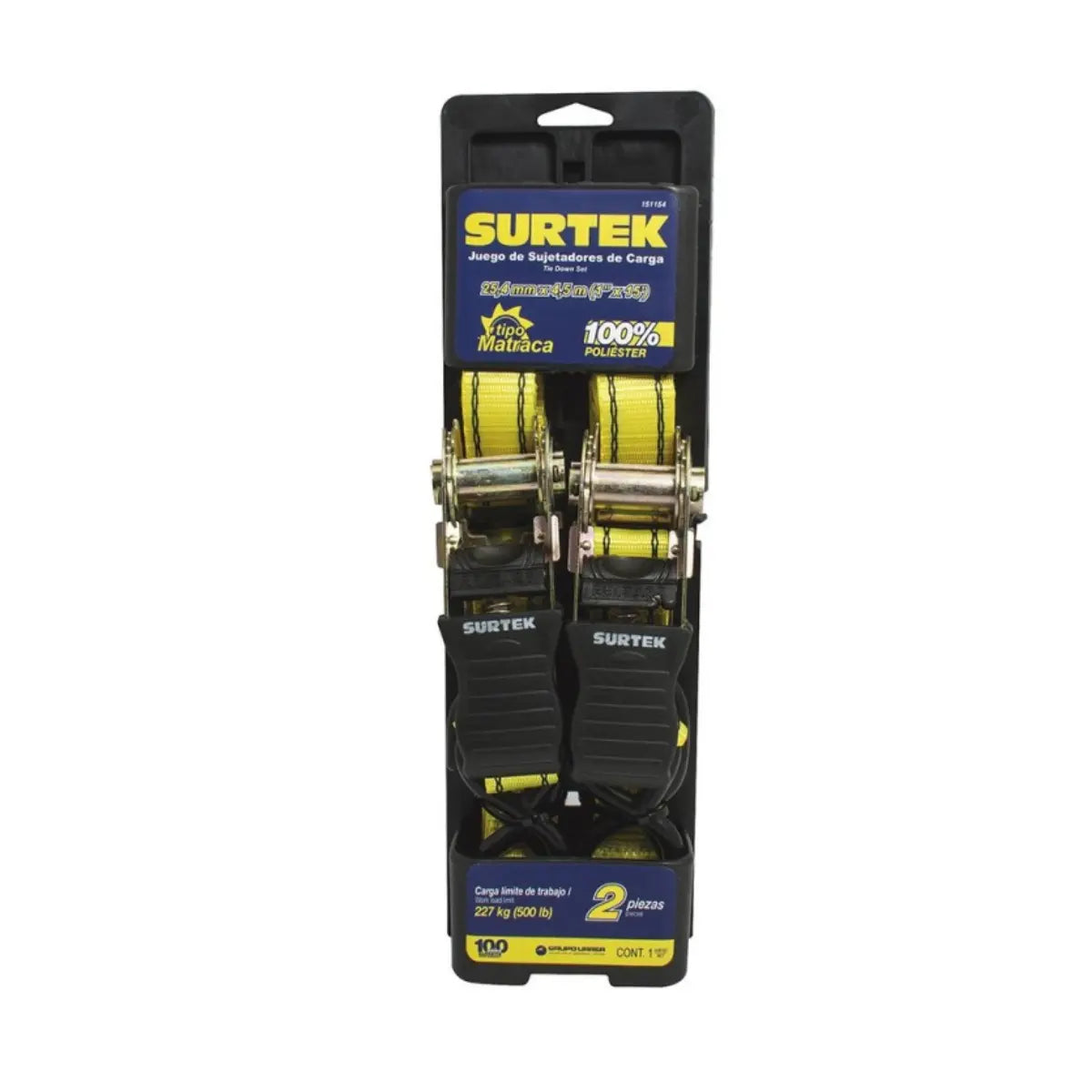 Juego 2 Sujetadores Tensores Tipo Matraca 4.5m Surtek - Lock - vista lateral