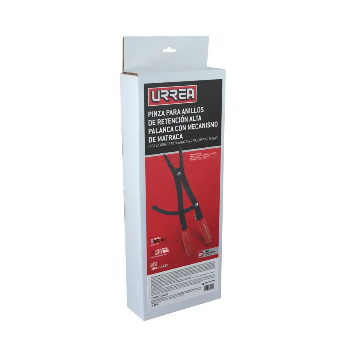 Pinza Anillos Retención Alta Palanc Mecanismo Matraca Urrea - Lock - vista lateral