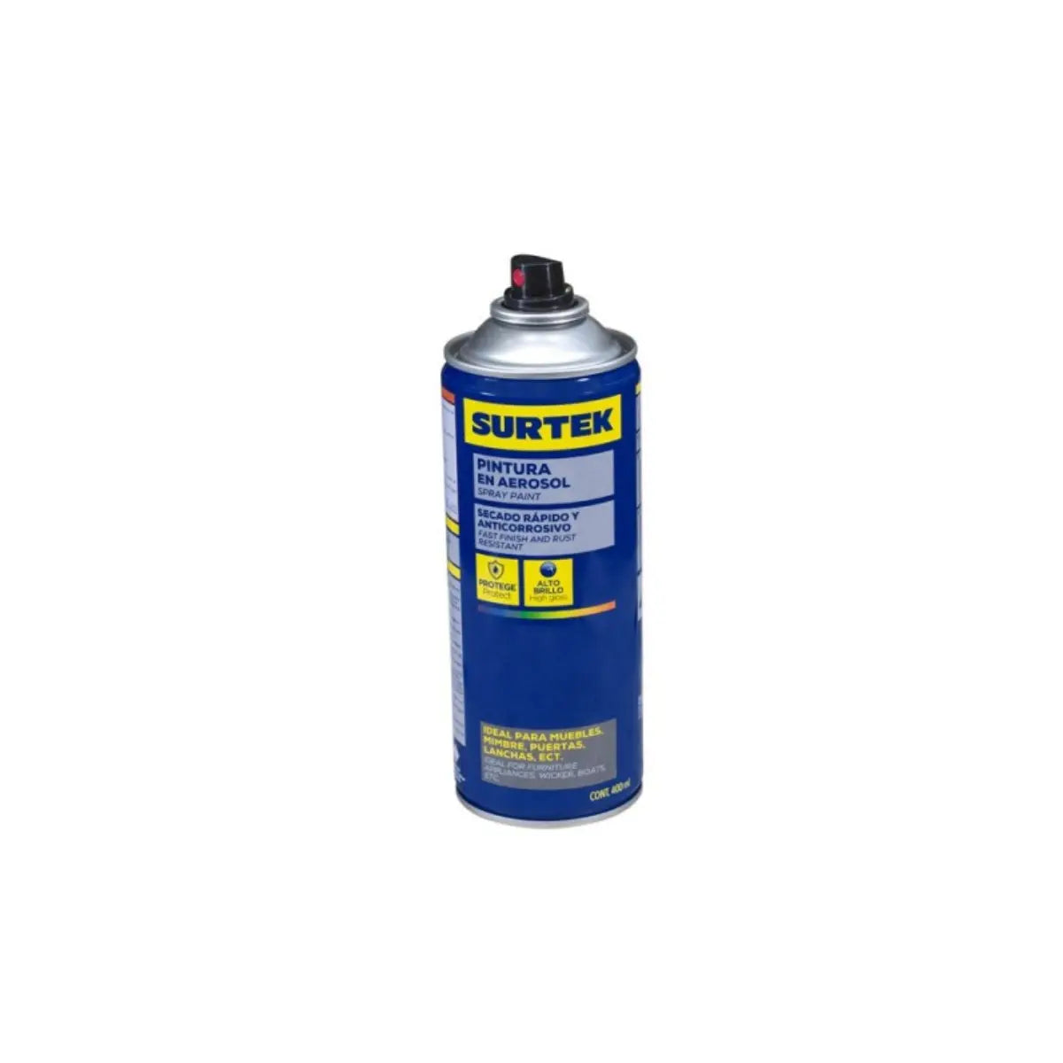 Pintura Aerosol Negro Brillante 400ml Surtek - Lock
