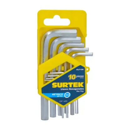 10pzs Llaves Hexagonales Tipo L Surtek Acero Ergonomico - Lock - vista lateral