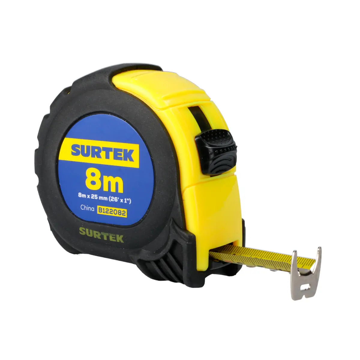 Flexómetro con Carcasa Anti-impacto 8 m x 1″ Surtek - Lock - vista lateral