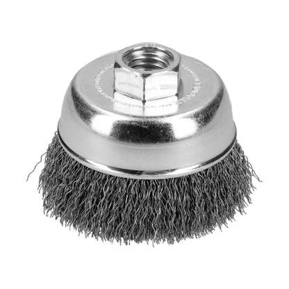 Carda Copa Ondulada Alambre Delgado 4″ x 0.35 mm con Rosca 5/8″ Surtek - Lock - vista lateral