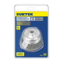 Carda Copa Ondulada Alambre Delgado 4″ x 0.35 mm con Rosca 5/8″ Surtek - Lock