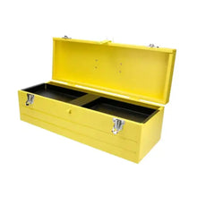 Caja Portaherramientas Metalica Amarilla Surtek 19" x 7" x 6" c/ Charola - Lock - vista lateral