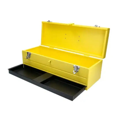 Caja Portaherramientas Metalica Amarilla Surtek 19" x 7" x 6" c/ Charola - Lock - detalle