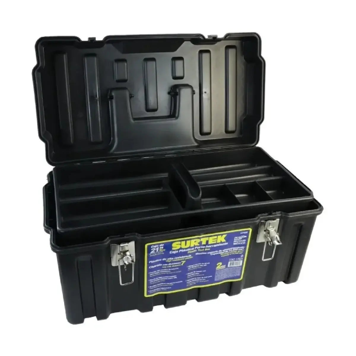 Caja portaherramientas plástica 21" x 10" x 10" Urrea - Lock - vista lateral